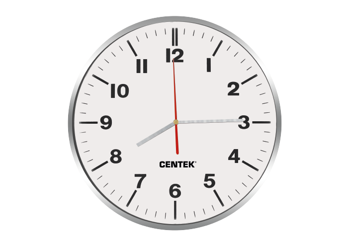 Часы настенные кварцевые Centek СТ-7100 White белый + хром (30 см диам., круг, ПЛАВНЫЙ ХОД)