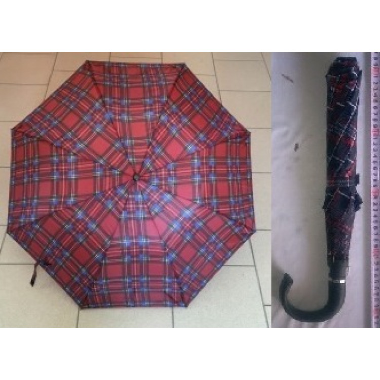Зонт  полуавтомат, пластм ручка, 8 спиц, 87см, (044749) ткань