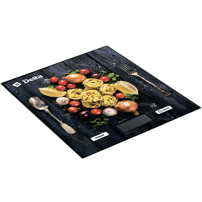 Весы кухонные DELTA KCE-35 "Спагетти"  (5 кг,электронные, стекло, LCD дисплей) 12/уп