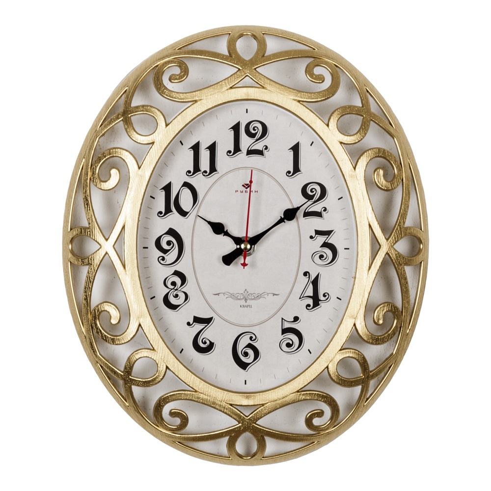 Часы настенные СН 3126 - 002 Классика овал золотой 31х26см  (10)