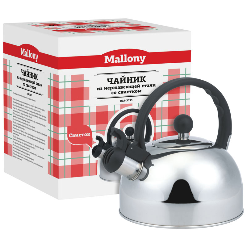Чайник со свистком Mallony DJA-3033 (3,0 литра, со свистком, капсульное дно)