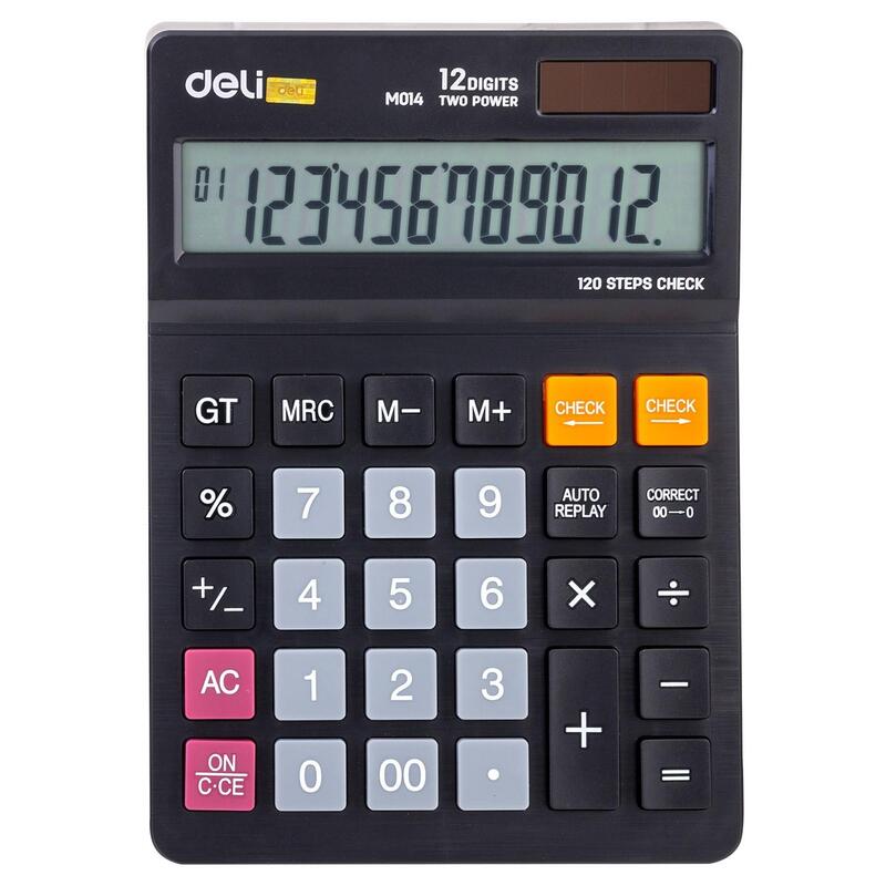 Калькулятор Deli EM01420 черный (12 разрядов, настольный)
