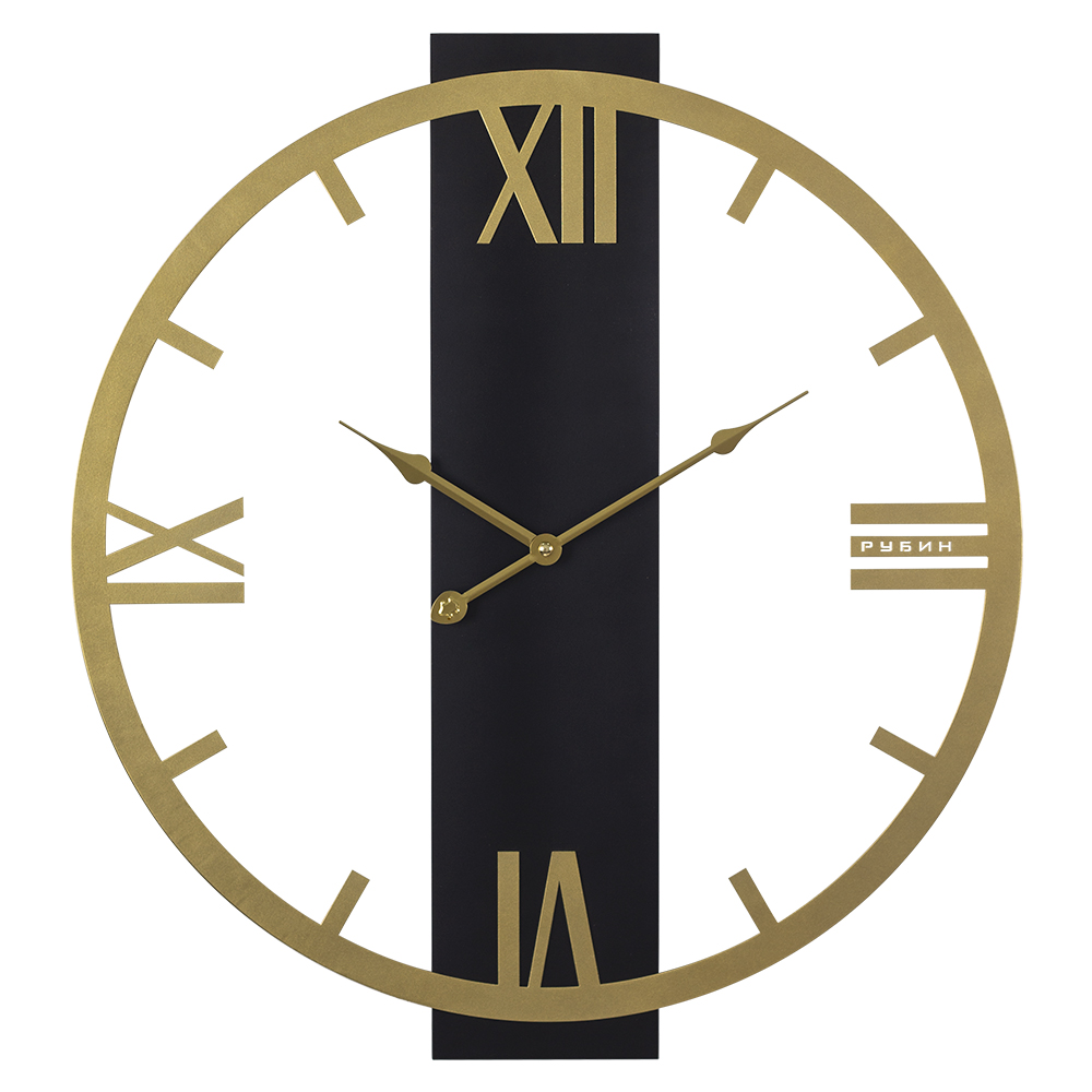 Часы настенные СН 5008 - 001 из металла, d=50 см, открытая стрелка, золото+дерево "Классика" (5)