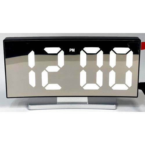 часы настольные  X669/6 (белый) зеркальные,  дата+температ.