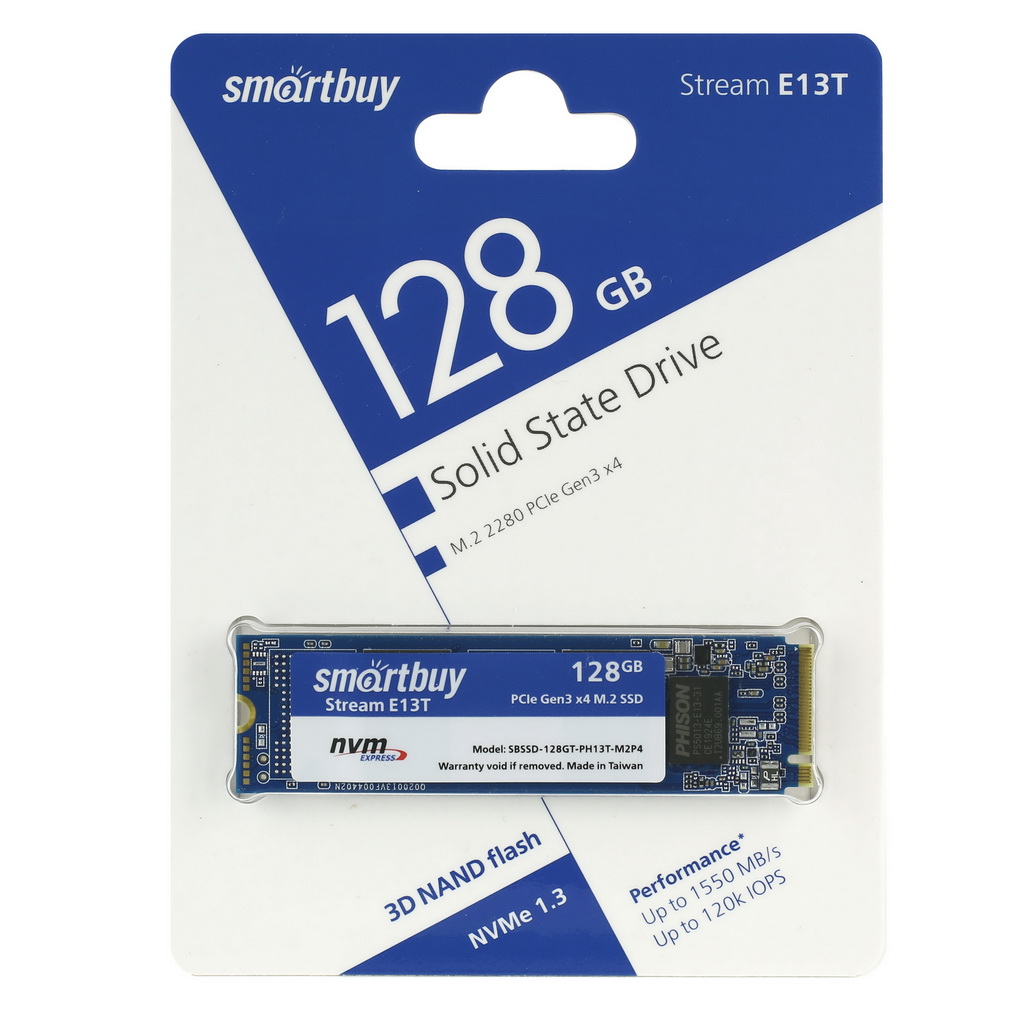 Накопитель M.2 2280 SSD Smartbuy Stream E13T 256GB NVMe PCIe3x4 PS5013T 3D TLC