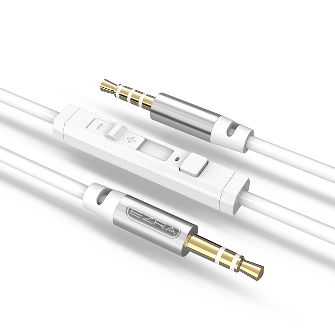 Кабель аудио EZRA LA01 Белый  с Микрофоном (Джек 3,5 мм на Джек 3,5 мм) 1.5м