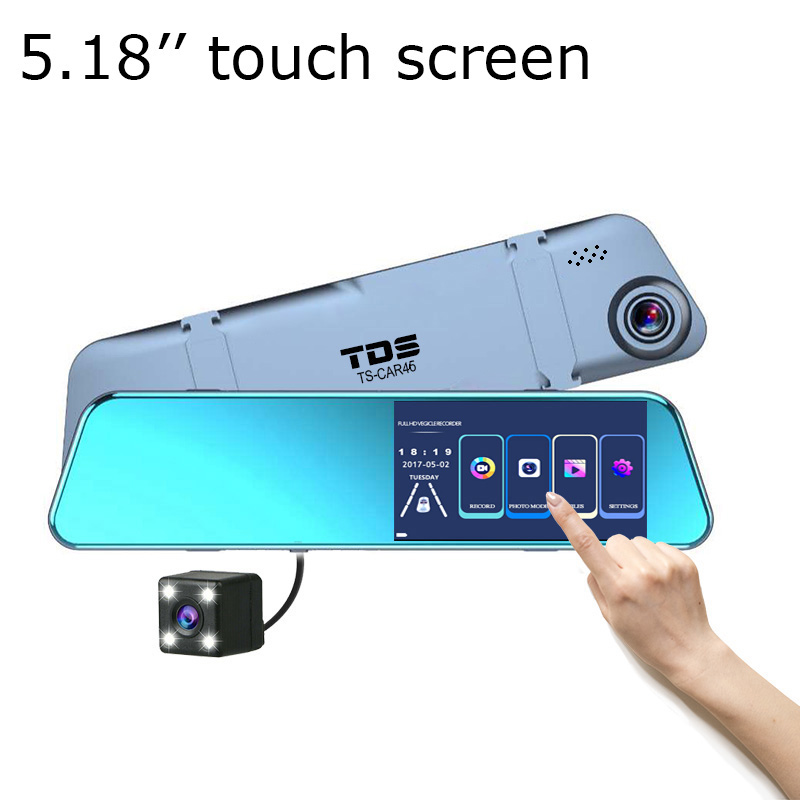 Видеорегистратор TDS TS-CAR46 зеркало (5,18" сенс , две камеры, осн кам 1920*1080, доп кам 640х480)