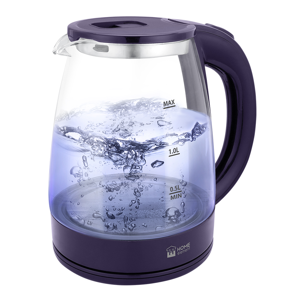 Чайник  HOME ELEMENT HE-KT185 стекло тёмный топаз (2л, 1,8кВт, LED подсветка) (6/уп)
