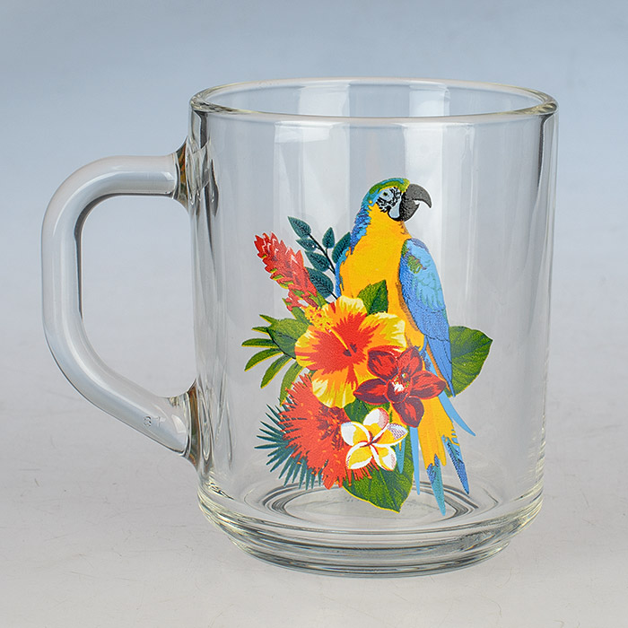 Кружка  стекло 200мл  Green tea Тропические птицы 07с 1335 (18687)