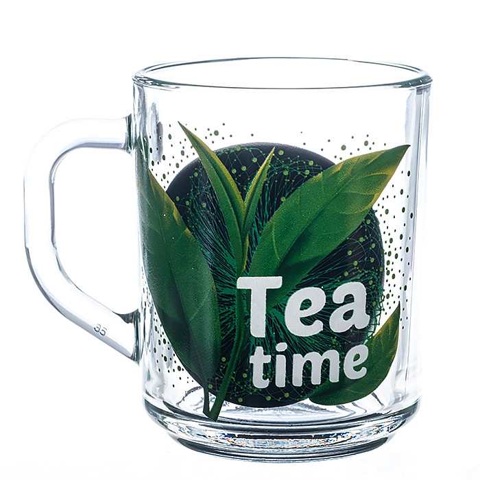 Кружка  стекло 200мл  Green tea Время чая 07c1335 (66429)
