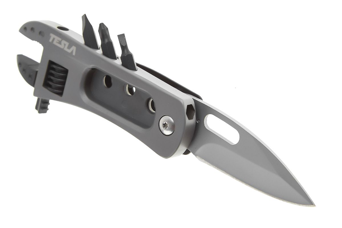 Мультиинструмент TESLA МТ-07 нож с разводным ключом и битами, нержавеющая сталь
