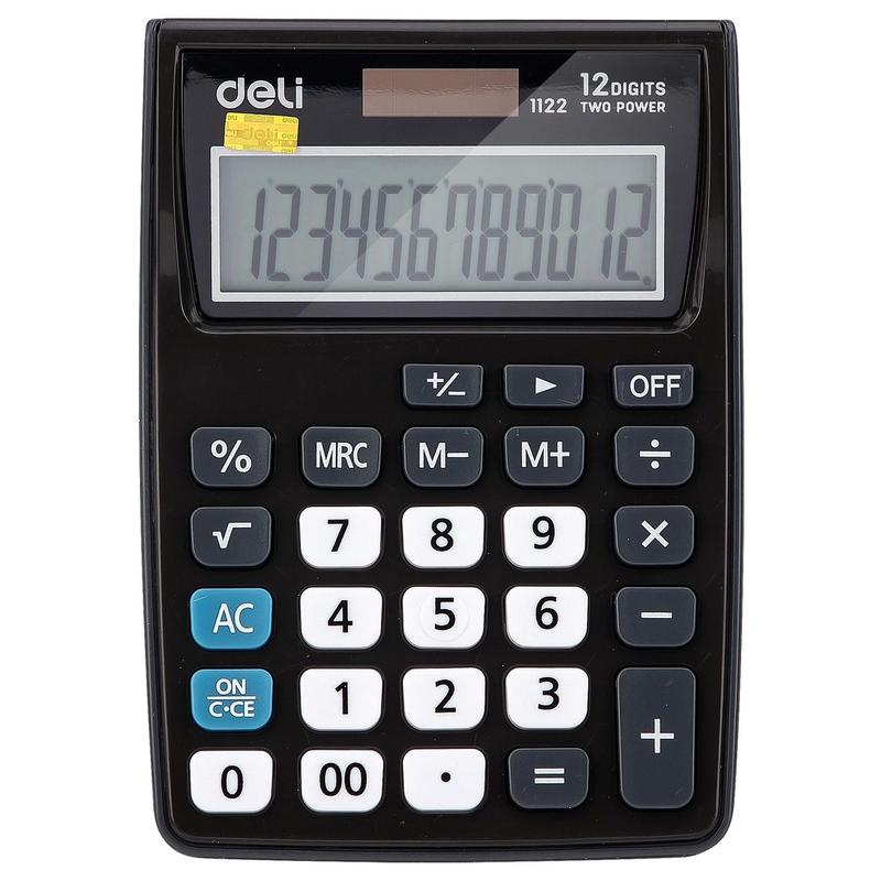 Калькулятор Deli E1122/GREY серый (12 разрядов, настольный)