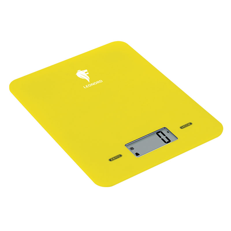Весы кухонные LEONORD LE-4011 жёлтые (электронные, сверхтонкие 14мм, 5кг/1гр)