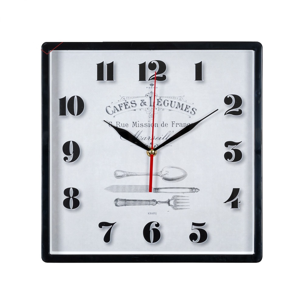 Часы настенные СН 3028 - 004 черный "Кафе в Марселе" квадратные (30х30) (10)