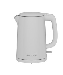 Чайник Galaxy LINE GL 0373, белый, пластик, двойная стенка из нержав. стали AISI 304 и пищев. пласт