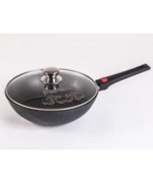 Мечта Сковорода литая  30см АП Гранит Black с крышк. и со съемной ручкой арт С030802 (6) доставкой - Новосибирск, Новокузнецк, Горно-Алтайск. Низкие цены, большой ассортимент посуды оптом