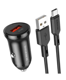 ЗУ в прикуриватель BOROFONE BZ18 Чёрный USB + кабель Type-C (QC3.0, 3000mA)