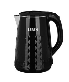Чайник LEBEN 291-107, 1,8 л, 1800Вт, металл, пластик, черный, 220-240В