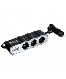 Разветвитель авто прикуривателя на 3 гнезда NG, +1 USB, 60W, 12/24В, пластик с доставкой по Дальнему Востоку. Большой каталог авторазветвителей оптом со склада в Новосибирске.