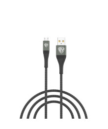 Кабель USB - micro USB BY Shark, Быстрая зарядка 3А, QC, PD 20W, тканевый, cерый, штекер м