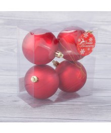 Шары пластик d-7 см 4 шт матовый красный 2155305грушки оптом. Елочные игрушки оптом по низкой цене со склада в Новосибриске. Елочные игрушки оптом.