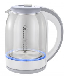 Чайник  MAXTRONIC MAX-407 стекл, бел-серый, нерж (1,8 кВт, 1,8 л) (12/уп)ирске. Отгрузка в Саха-якутия, Якутск, Кызыл, Улан-Уде, Иркутск, Владивосток, Комсомольск-на-Амуре.