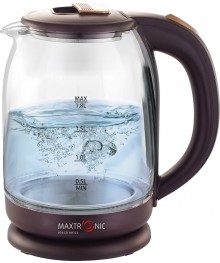 Чайник MAXTRONIC MAX-401 стекл, коричн, золотист (1,8 кВт, 1,8 л) (12/уп)ирске. Отгрузка в Саха-якутия, Якутск, Кызыл, Улан-Уде, Иркутск, Владивосток, Комсомольск-на-Амуре.