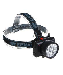 Фонарь ЕРМАК налобный аккумуляторный 7 ярк. LED, шнур 220В, 8,8х7х7,6см