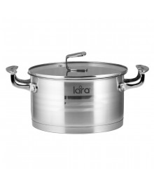 LARA LR02-16 Кастрюля PREMIUM 26x14см, 6.9л, оцинк литые ручки,капсул индукц дно,плоск крышк доставкой - Новосибирск, Новокузнецк, Горно-Алтайск. Низкие цены, большой ассортимент посуды оптом