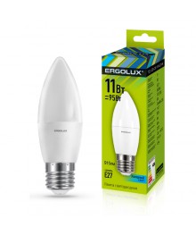 Эл. лампа светодиодная Ergolux LED-C35-11W-E27-4K (Свеча 11Вт E27 4500K 172-265В, аналог  Вт)нецк, Ленинск-Кузнецк, Барнаул, Горно-Алтайск, Бийск и др. Большой каталог светодиодных ламп оптом.
