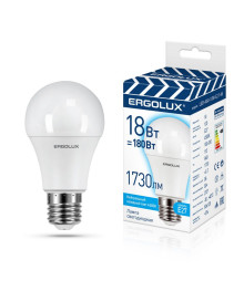 Эл. лампа светодиодная Ergolux LED-A60-18W-E27-4K (ЛОН 18Вт E27 4500K 172-265В) 10/уп