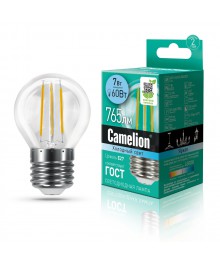 Эл. лампа светодиодная Camelion LED-G45- 7W-FL-/845/E27(Шар 7Вт 220В, аналог 60Вт) уп.1/10/100
