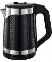 Чайник  MAXTRONIC MAX-105 чёрный, нерж (2л, двойн стенки, колба нерж, диск 1,8кВт) 12/упибирске. Чайник двухслойный оптом - Василиса,  Delta, Казбек, Galaxy, Supra, Irit, Магнит. Доставка