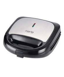 Вафельница MARTA MT-SM1774C чёрный жемчуг (950W, 4 панели: сэндвич, гриль, вафли, печенье) 6/уп