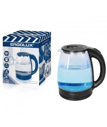 Чайник ERGOLUX ELX-KG06-C02 черный , стеклянный, 1600 Вт, 1,8л, 220-240В (6/уп)ирске. Отгрузка в Саха-якутия, Якутск, Кызыл, Улан-Уде, Иркутск, Владивосток, Комсомольск-на-Амуре.