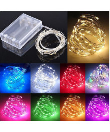 Эл.гирл.  прозрачная Нить (светодиодная, белая) 5м на батарейках LED-1010