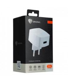 Блок пит USB сетевой  BY Экстрим, Быстрая зарядка QC3.0, 1xUSB, 3.4А, белыйUSB Блоки питания, зарядки оптом с доставкой по России.