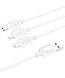 Кабель USB - 3в1 HOCO X74 AM-8pin Lightning/microBM/Type-C 1 метр, 2.A, ПВХ, белый (31/310)
