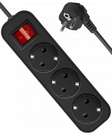 Удлинитель сетевой Defender G318 выключатель  (3 гнезда, 1,8 метра) с заземлением