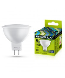 Эл. лампа светодиодная Ergolux LED-JCDR-9W-GU5.3-6K ( 9Вт GU5.3 6500K 180-240В, аналог  Вт)нецк, Ленинск-Кузнецк, Барнаул, Горно-Алтайск, Бийск и др. Большой каталог светодиодных ламп оптом.