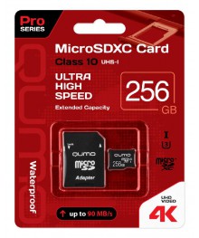 Пам.MicroSDXC,256Gb QUMO (Class 10 UHS-I U3, Pro seria 3.0, сверхскор) 90/70 МБ/с, адапт, красн упужаем в Красноярск, Иркутск, Якутск, Кызыл, Улан-Уде, Хабаровск, Владивосток, Комсомольск-на-Амуре.