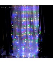 Эл.гирл. "Занавес" 2.8 х 3 м , IP20, серебристая нить, 300 LED, свечение мульти, 8 режимов, USBке. Доставка Барнаул, Кемерово, Томск, Новокузнецк, Горно-Алтайск, Междуреченск, Ленинск-Кузнецкий.