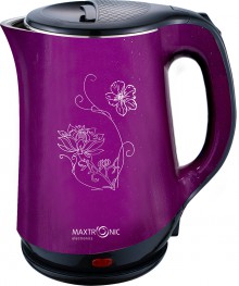 Чайник MAXTRONIC MAX-107 фиол+чёрн (2,3л, двойн стенки, диск 1,8кВт) 16/упибирске. Чайник двухслойный оптом - Василиса,  Delta, Казбек, Galaxy, Supra, Irit, Магнит. Доставка