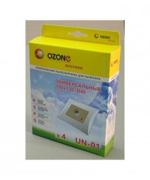 OZONE micron P-UN01 универсальные бумаж+микрофильт пылесб 4шт. Размер картона: 120 х 190 мм. д50ммкой. Одноразовые бумажные и многоразовые фильтры для пылесосов оптом для Samsung, LG, Daewoo, Bosch