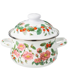 Кастрюля AGNESS Шиповник 1,5 Л 16*10 СМ 934-570 эмалированная с эмаль крышкой