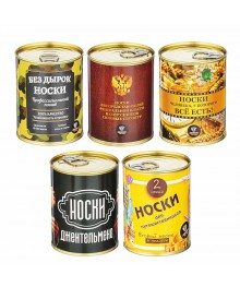Носки мужские в консервной банке, р 41-43, 9,5х7,6 см, х/б-100%, металл