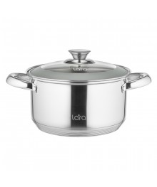 LARA LR02-774 Кастрюля (нерж) ЧИКАГО 22x12,5см 4.4л, индукционное дно, все типы плит доставкой - Новосибирск, Новокузнецк, Горно-Алтайск. Низкие цены, большой ассортимент посуды оптом