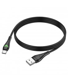 Кабель USB - TYPE C  BOROFONE BX65 с индикацией, чёрный,  3A, 1м