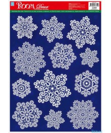 Наклейка    Н.Г. WDX1703 С (кружевные снежинки №3) СТАТИЧЕСКАЯ,р-р 29х41см/уп.12/Новогодние наклейки оптом с доставкой по РФ. Большой каталог новогодних наклеек оптом с доставкой.
