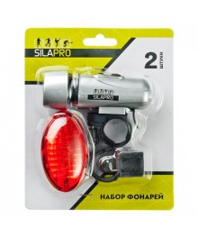 Набор фонарей 2шт: задний (7,5х4х3,5см, 3LED, 2хААА) + передний (10х3,5х3,5см, 5LED, 4хААА)Велошлемы оптом со склада в Новосибирске. Большой каталог аксессуры велосипед оптом по низкой цене.